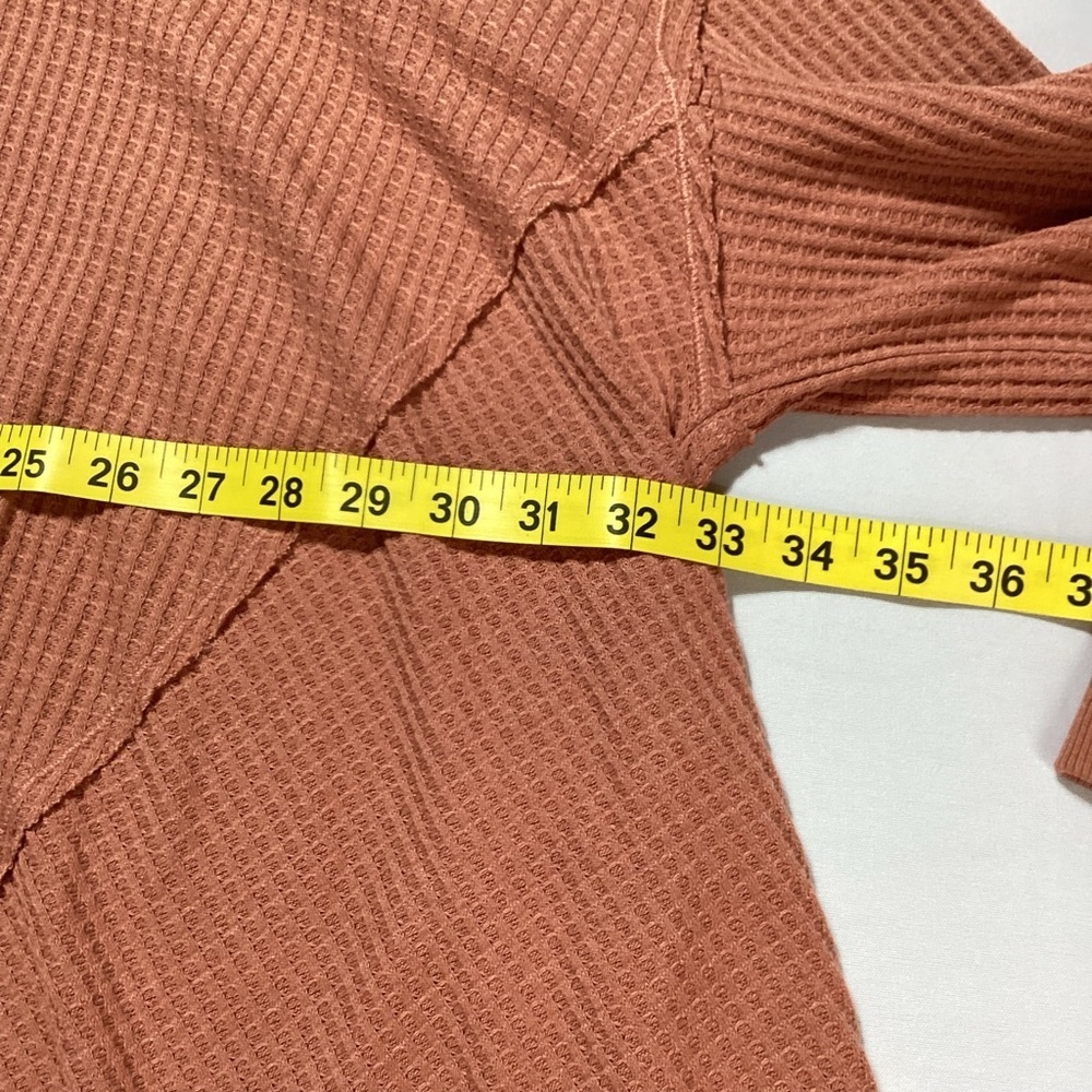 We The Free Oversized Waffle V-Neck Sweater in Dusty Terracotta - Picture 10 of 10